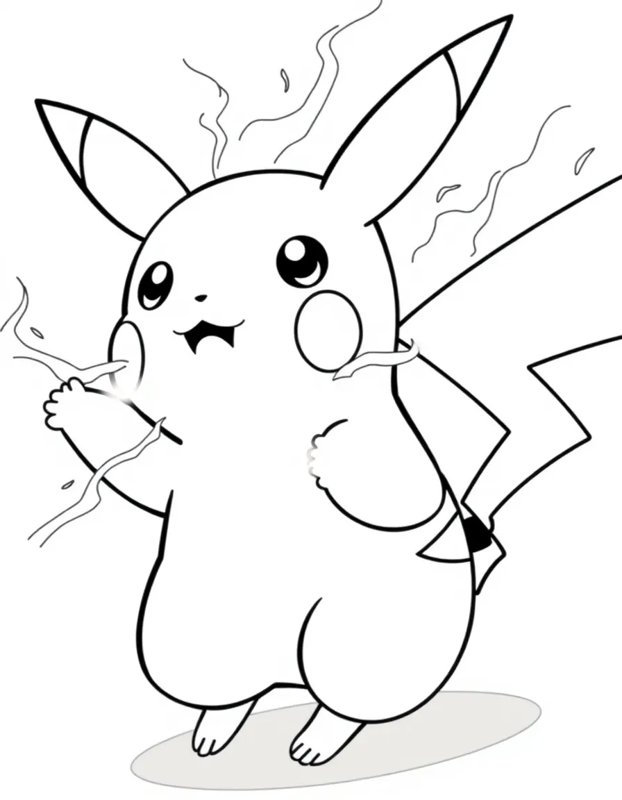 Pikachu charging up an electric attack with cheeks sparking