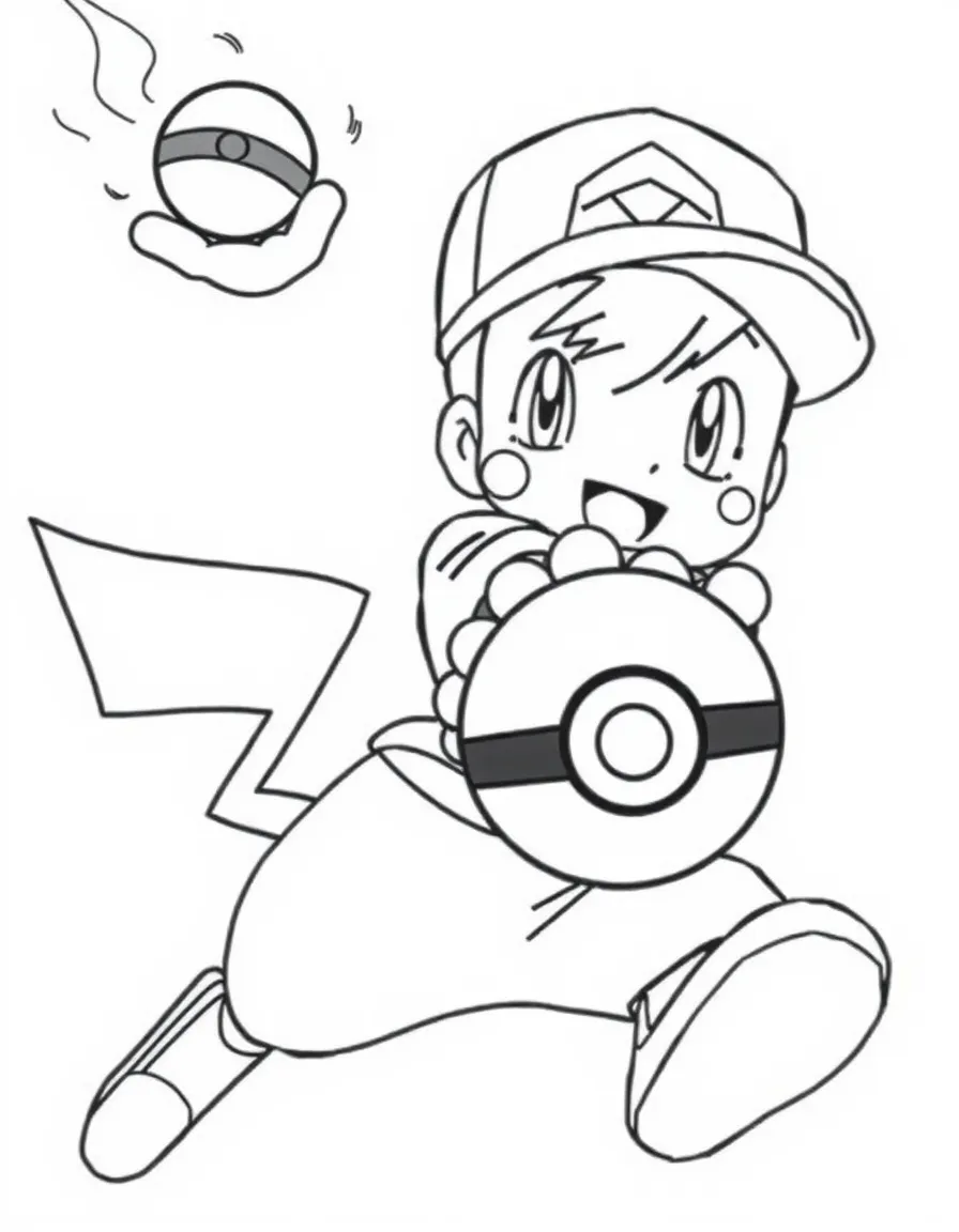 Ash Ketchum throwing a Poké Ball with determination