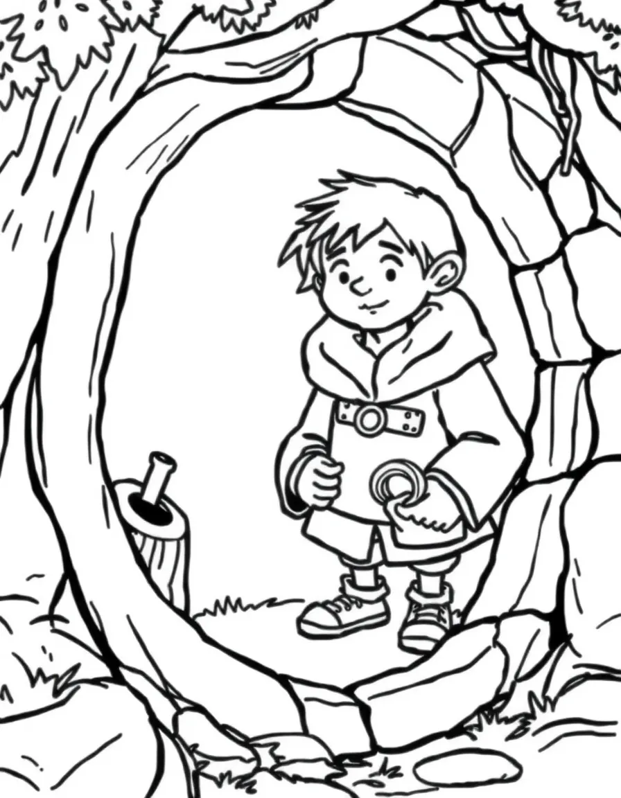 Bilbo Baggins in his Hobbit hole with the ring in his pocket