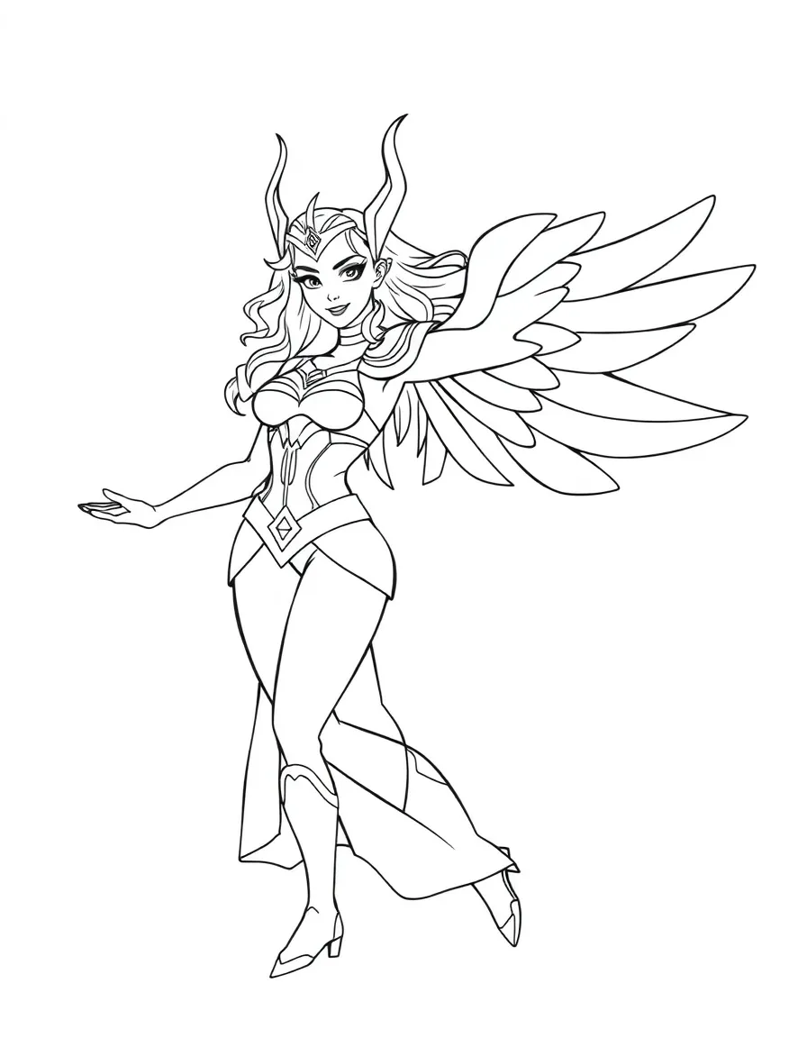 She-Ra in her white outfit with rainbow wings extended