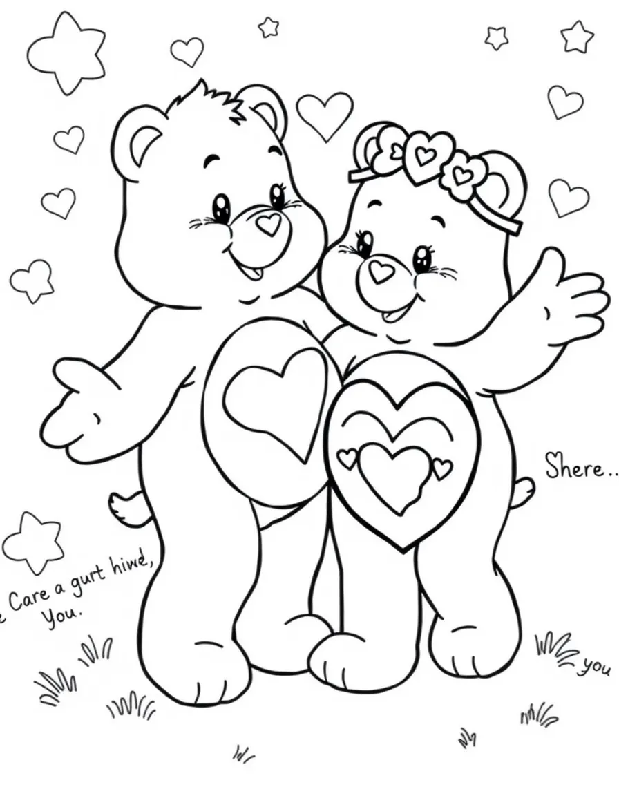 Care Bears using their belly badge powers together