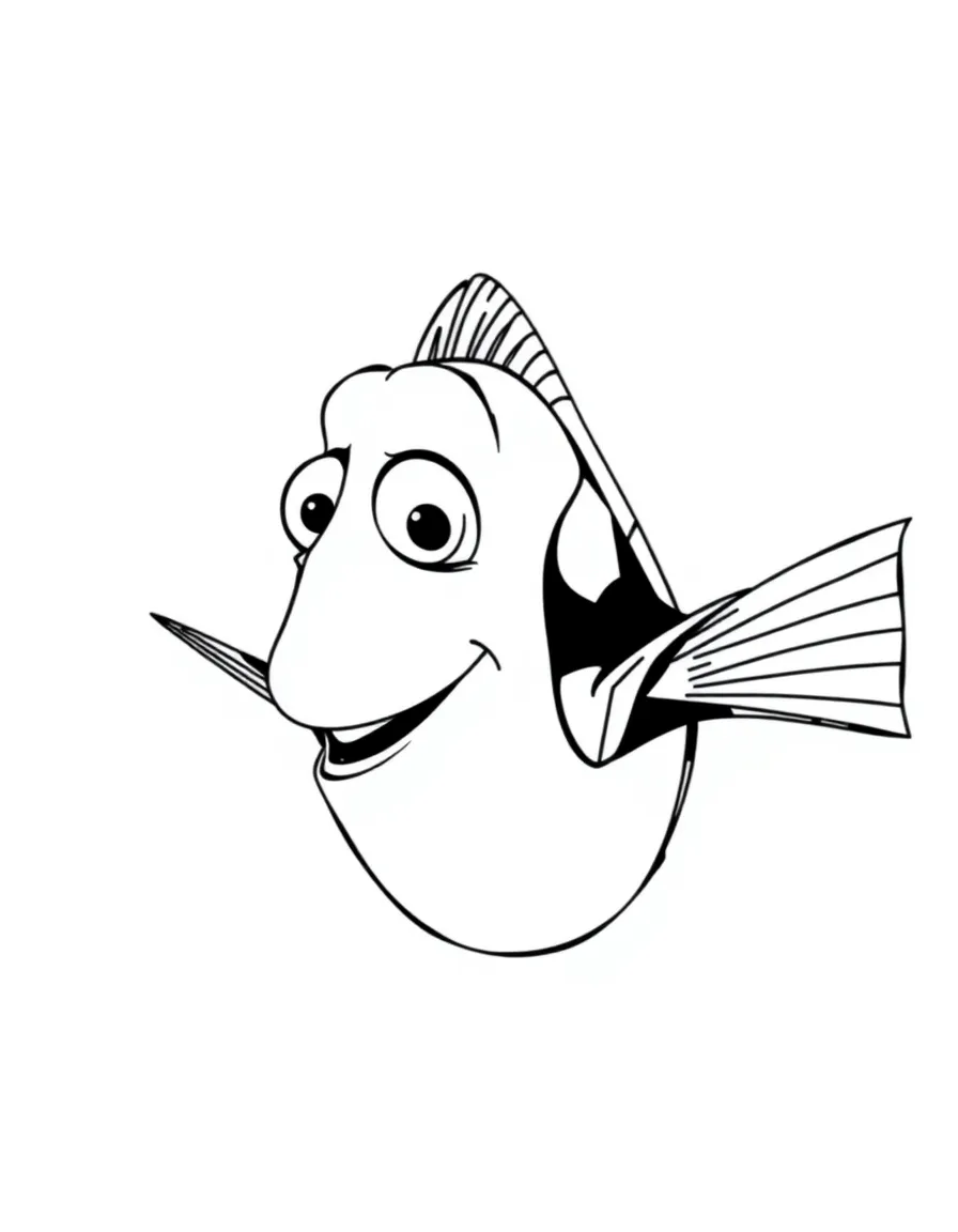 Dory from Finding Nemo with her forgetful but cheerful expression