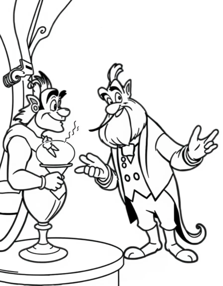 Lumière and Cogsworth from Beauty and the Beast arguing
