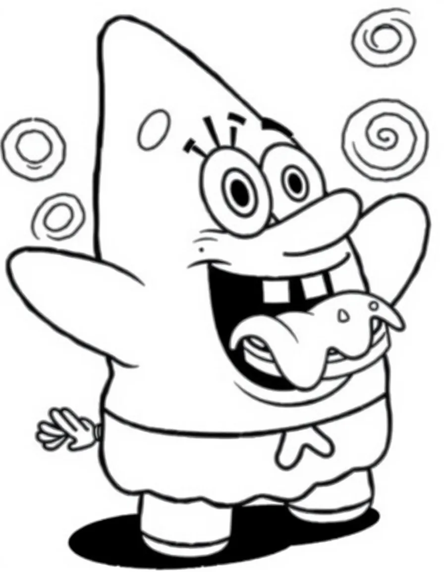 Patrick Star from SpongeBob SquarePants eating a Krabby Patty