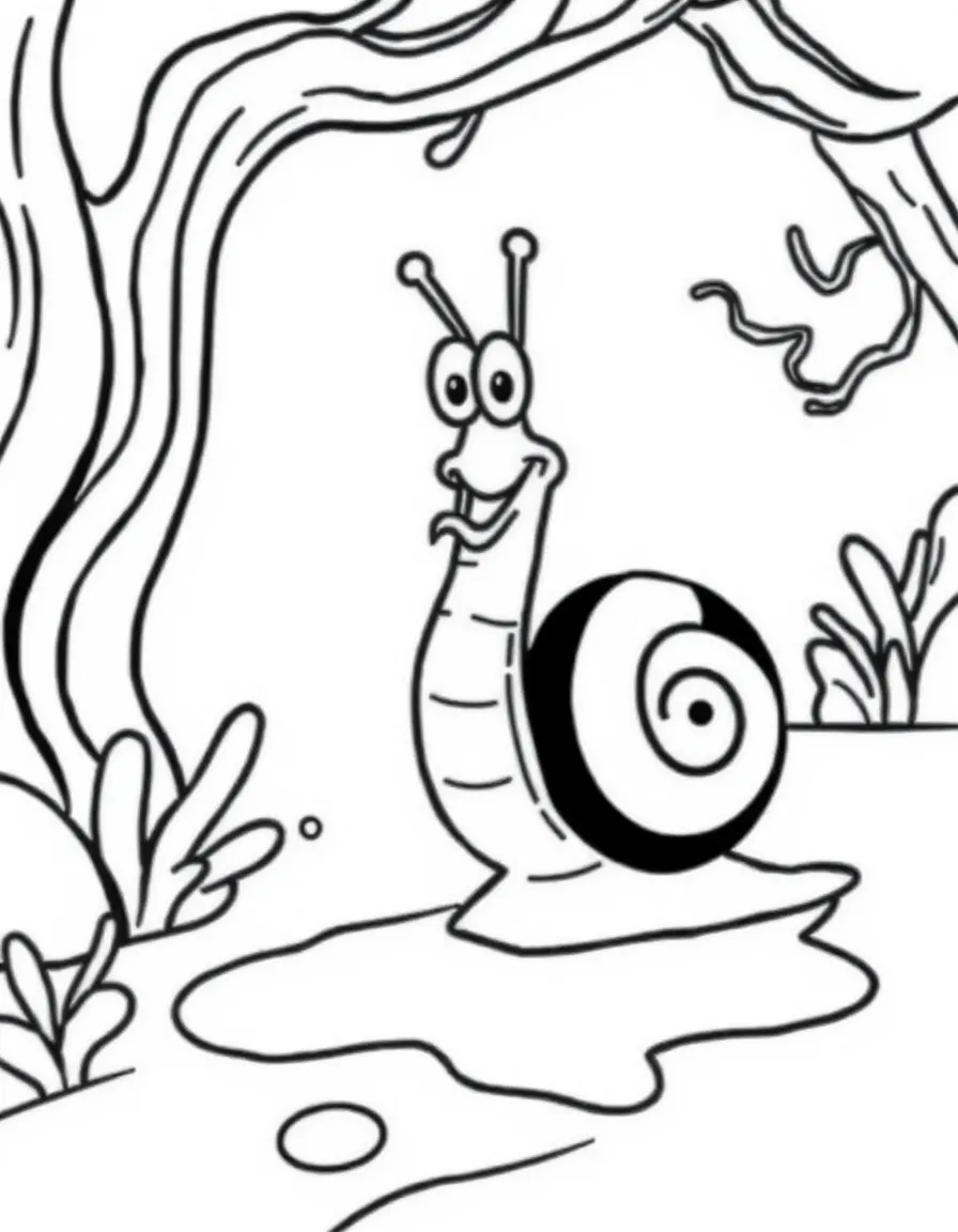 Gary the Snail leaving a trail of slime across Bikini Bottom