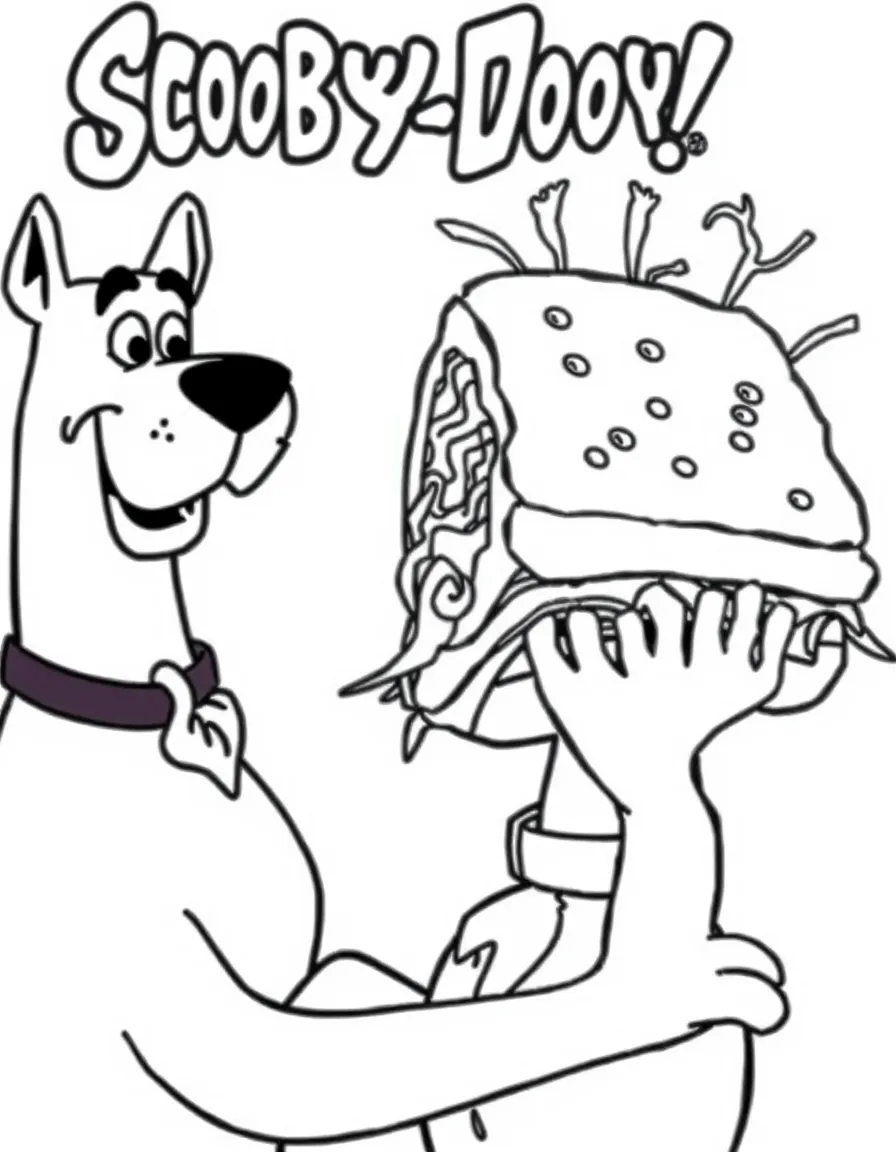 Scooby-Doo and Shaggy sharing a giant sandwich