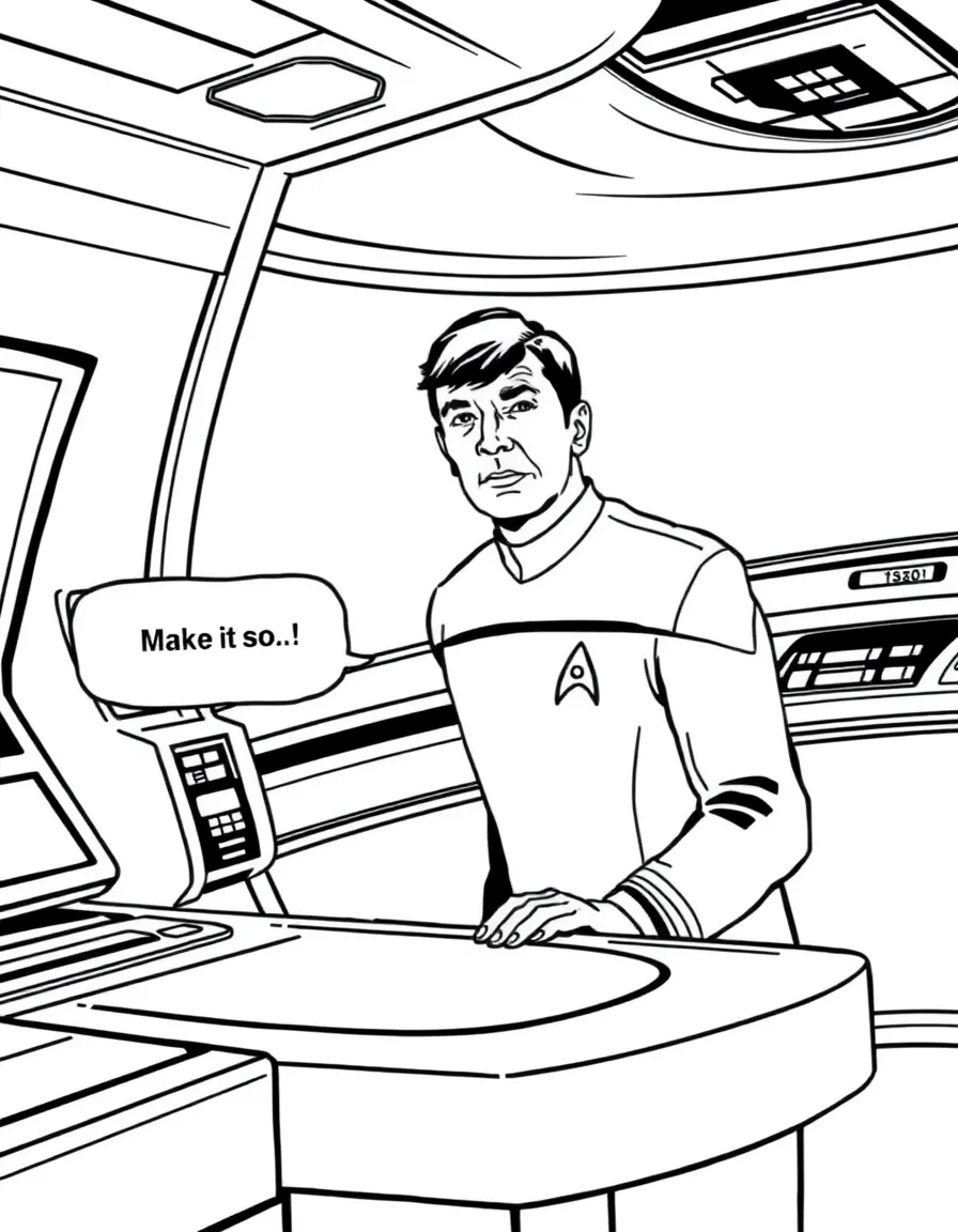 Captain Picard saying "Make it so" on the Enterprise bridge