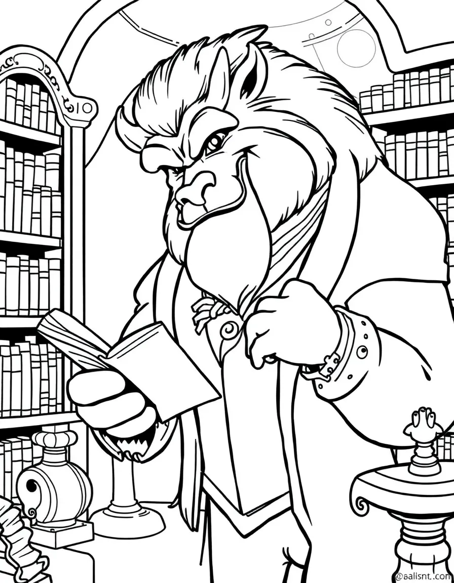 The Beast from Beauty and the Beast in his library