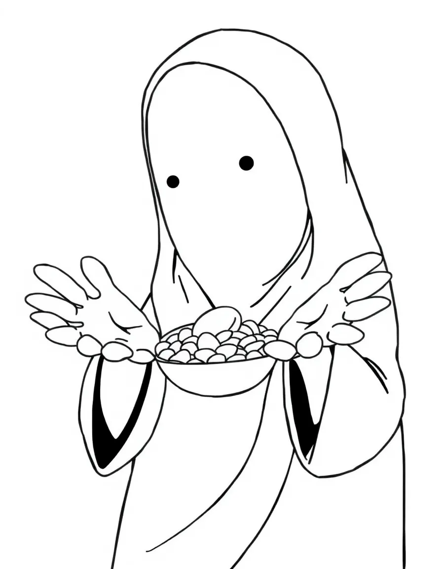 No-Face from Spirited Away offering gold with outstretched hands