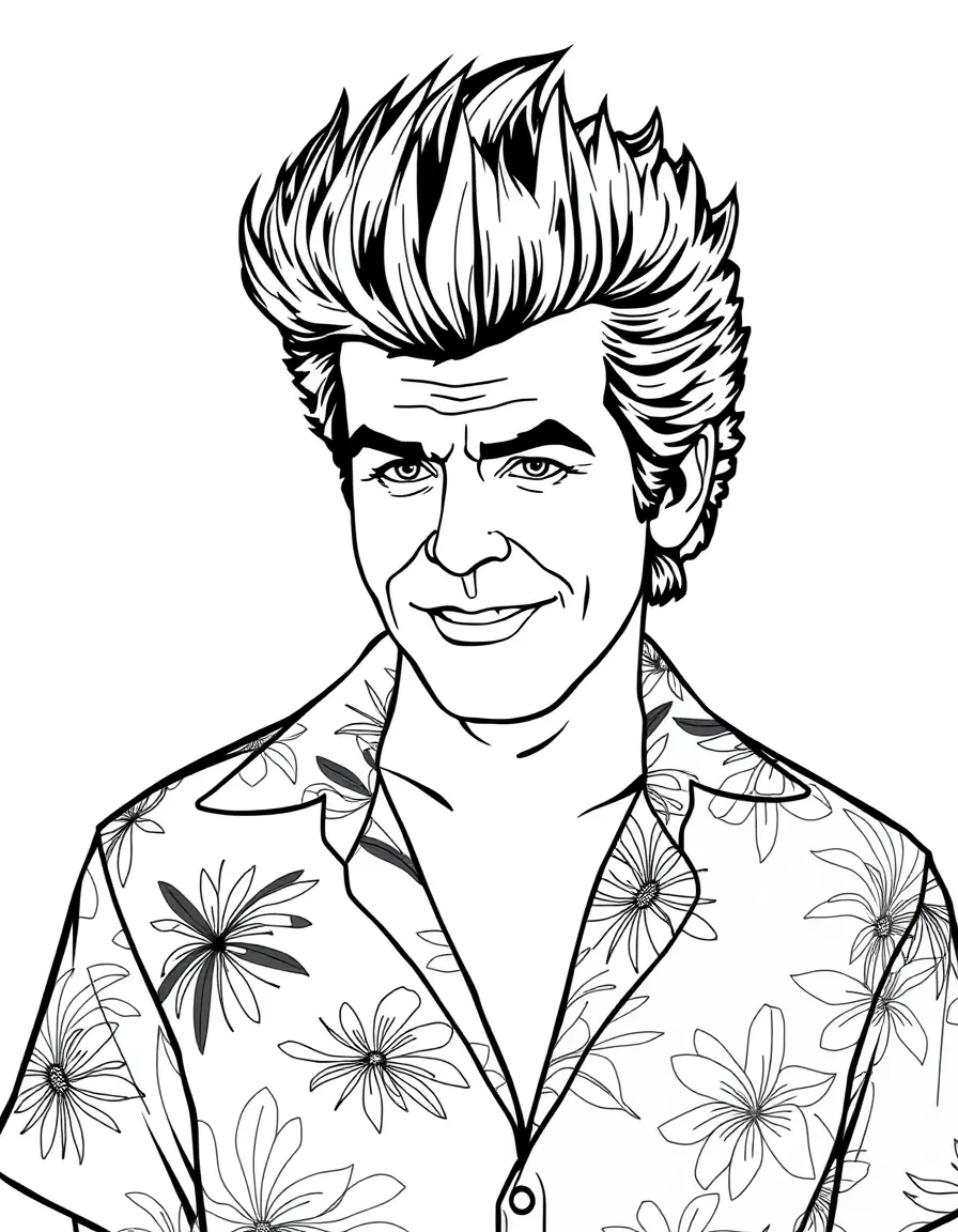 Ace Ventura with his wild hair and Hawaiian shirt
