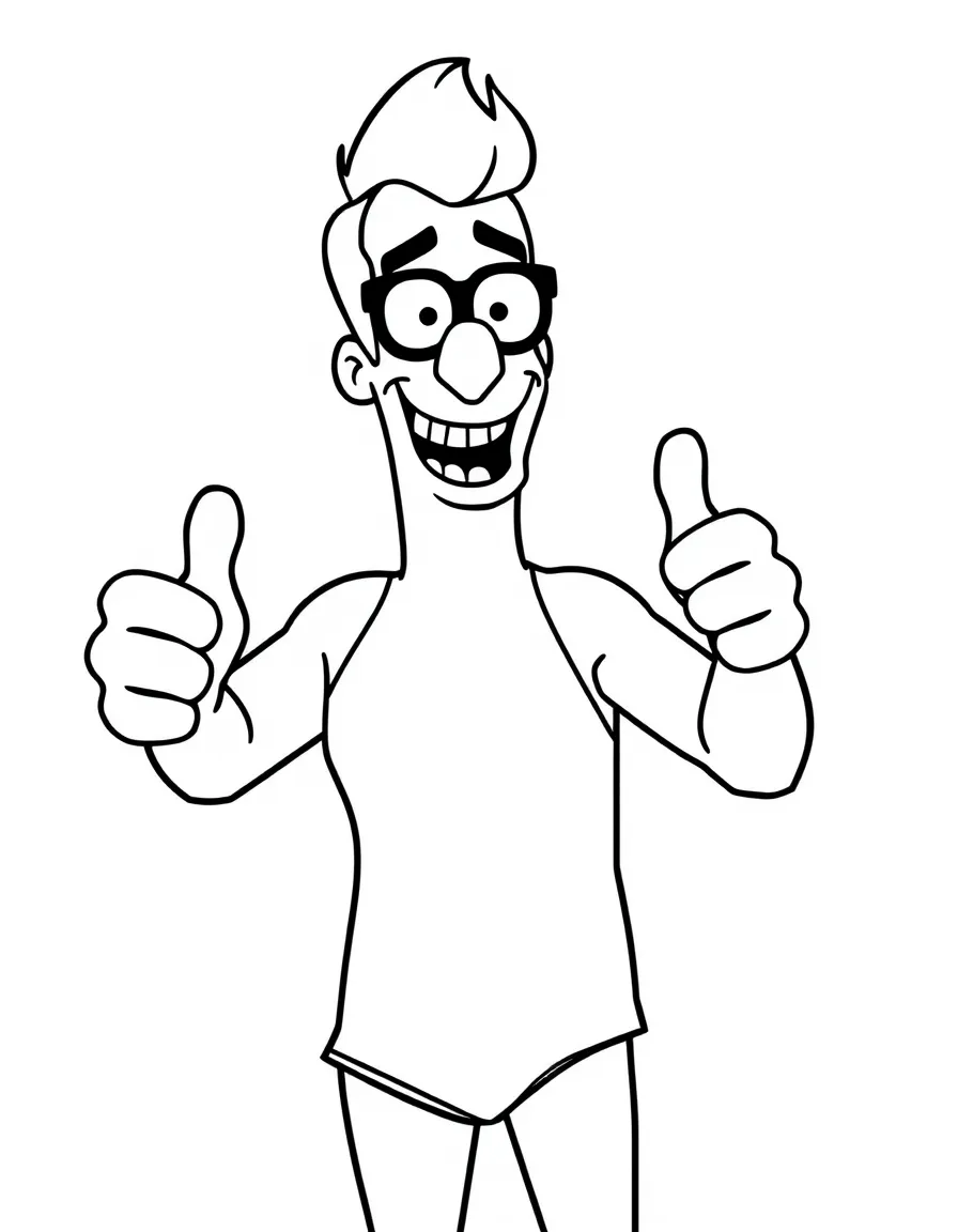 Borat in his iconic swimsuit with thumbs up