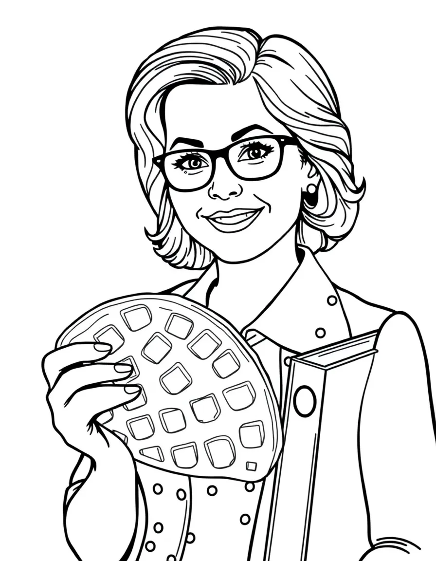 Leslie Knope from Parks and Recreation with waffles and binder