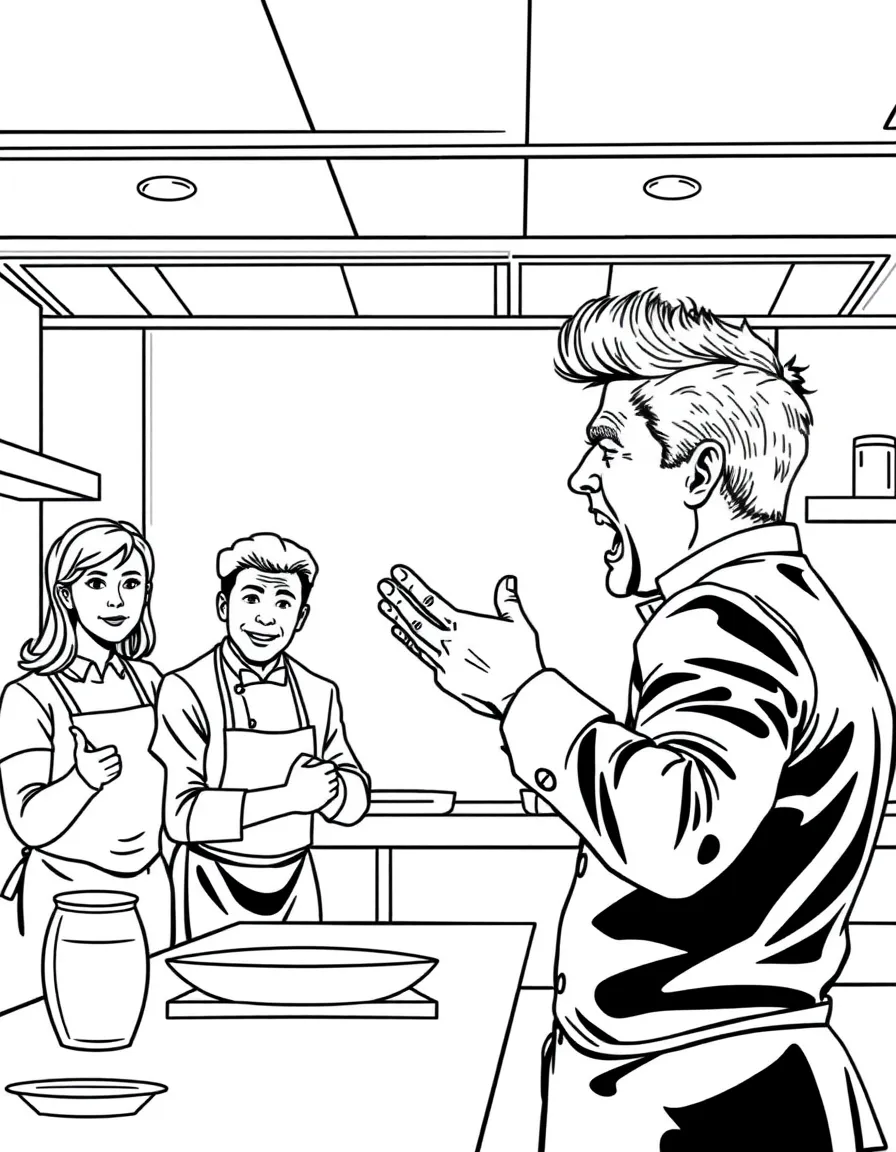 Gordon Ramsay yelling at contestants in a kitchen setting