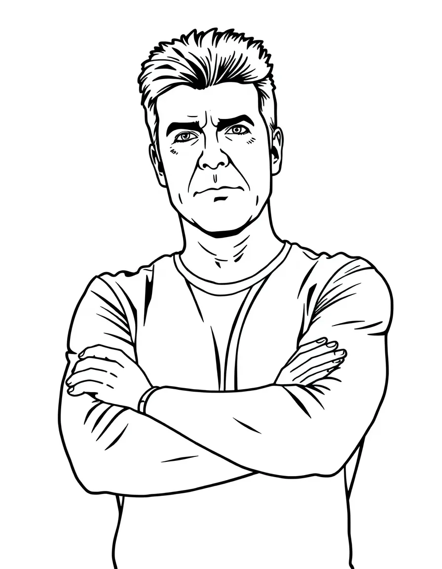 Simon Cowell with arms crossed and judging expression