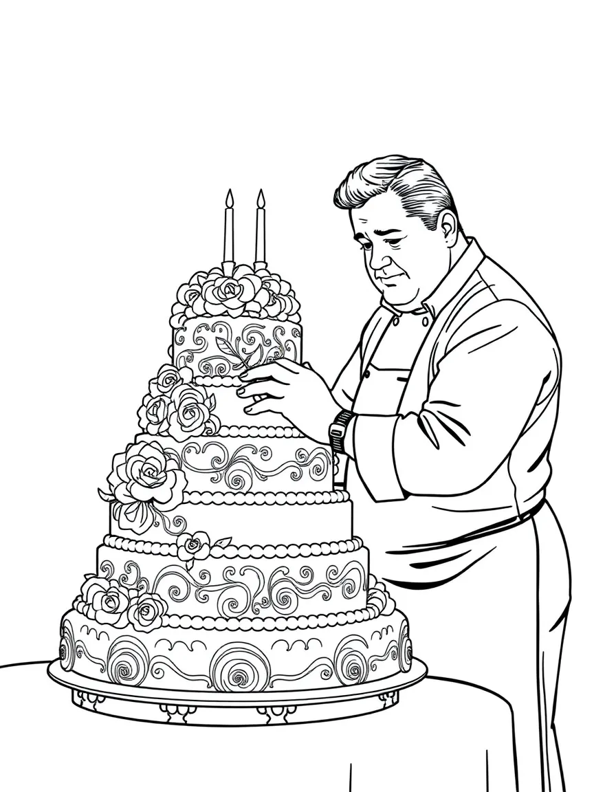 Cake Boss Buddy Valastro decorating an elaborate cake