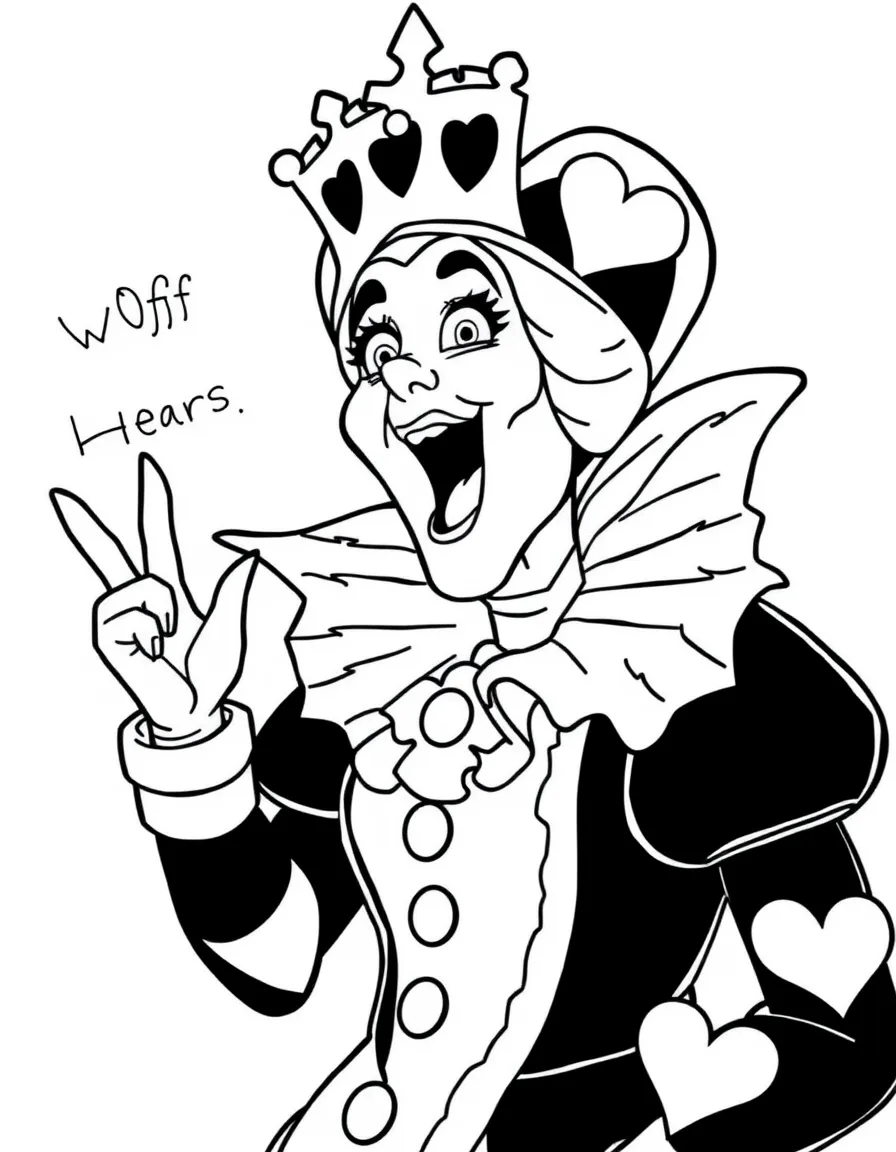 Queen of Hearts from Alice in Wonderland shouting "Off with their heads!"