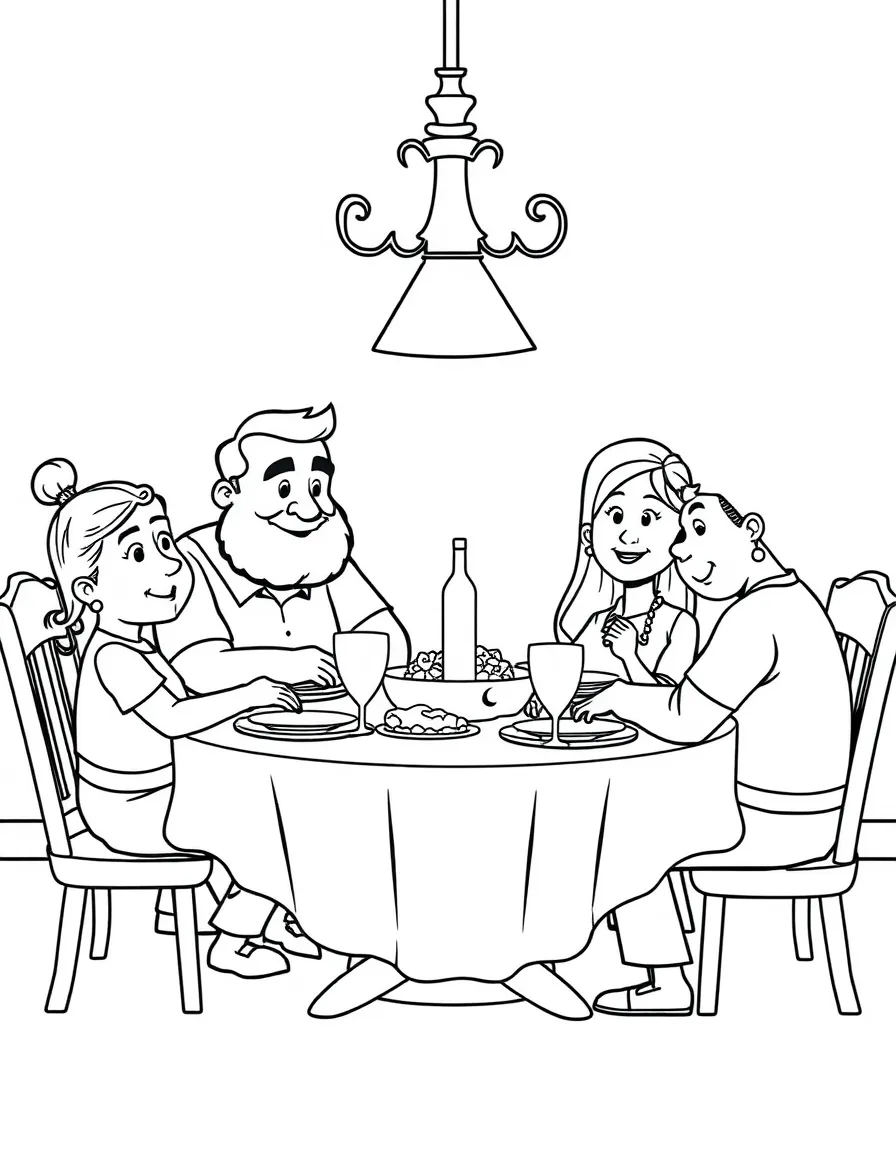 The Proud Family gathered around their dinner table