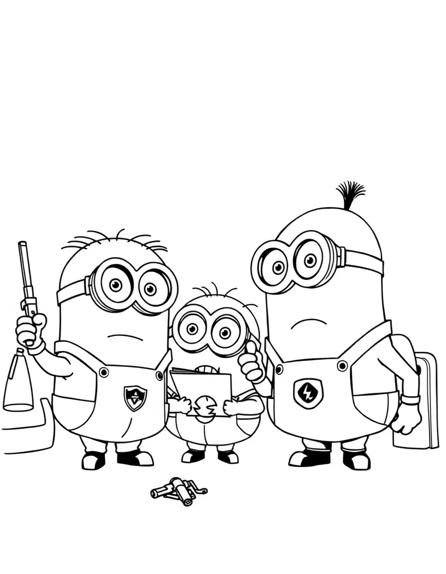 Gru and his Minions from Despicable Me planning a heist