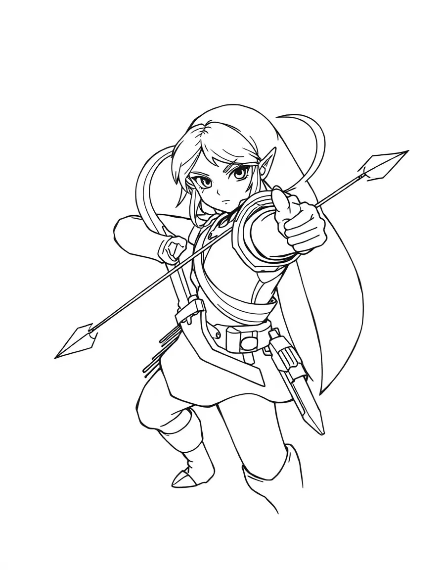 Zelda wielding the bow of light with magical arrows
