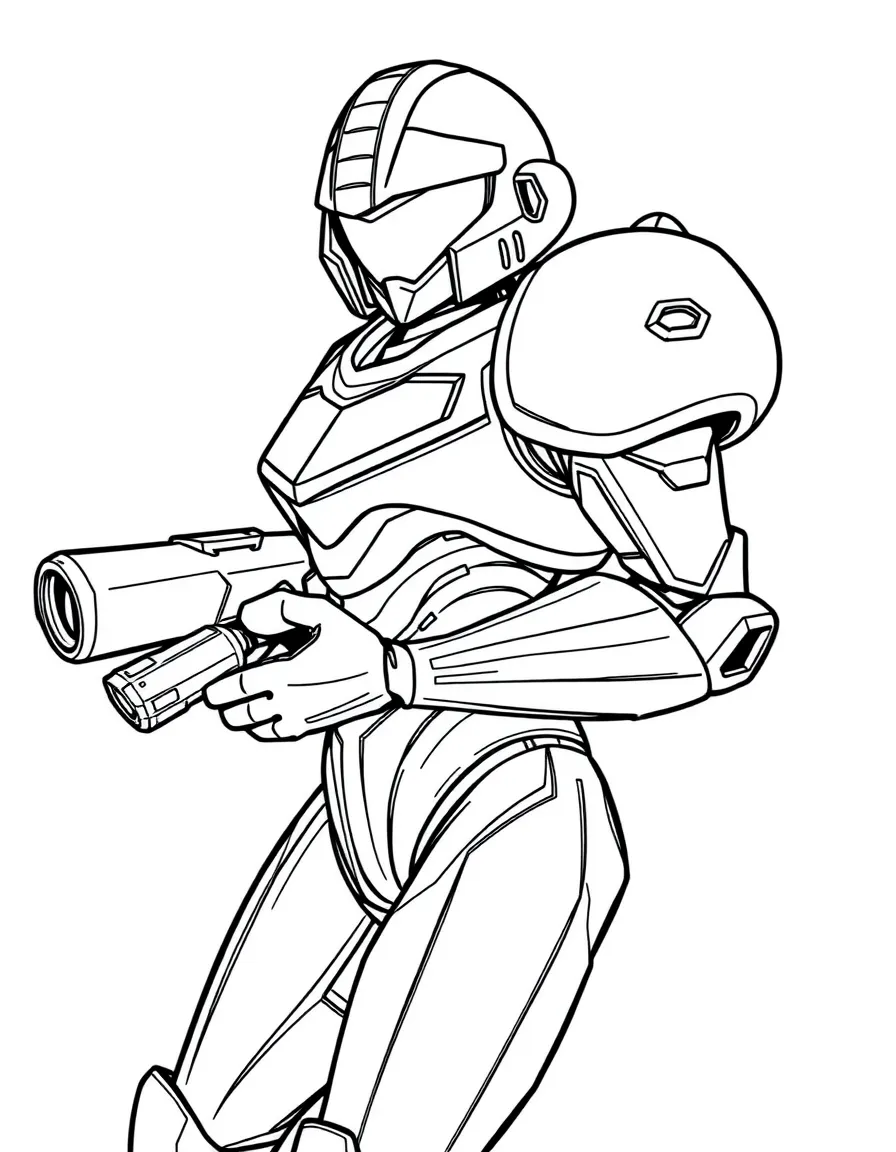 Samus Aran from Metroid in her power suit with arm cannon