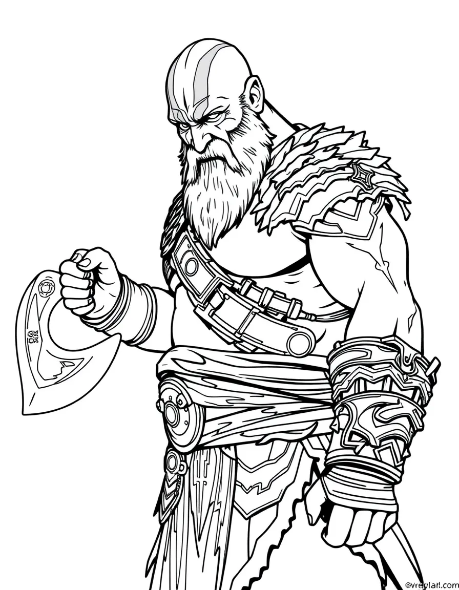 Kratos from God of War with Leviathan Axe and Blades of Chaos