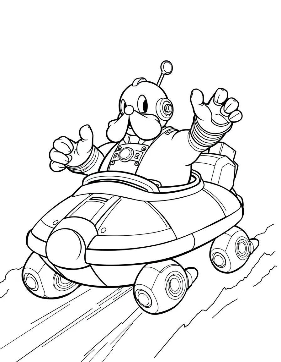 Dr. Robotnik/Eggman in his hovercraft with mechanical arms
