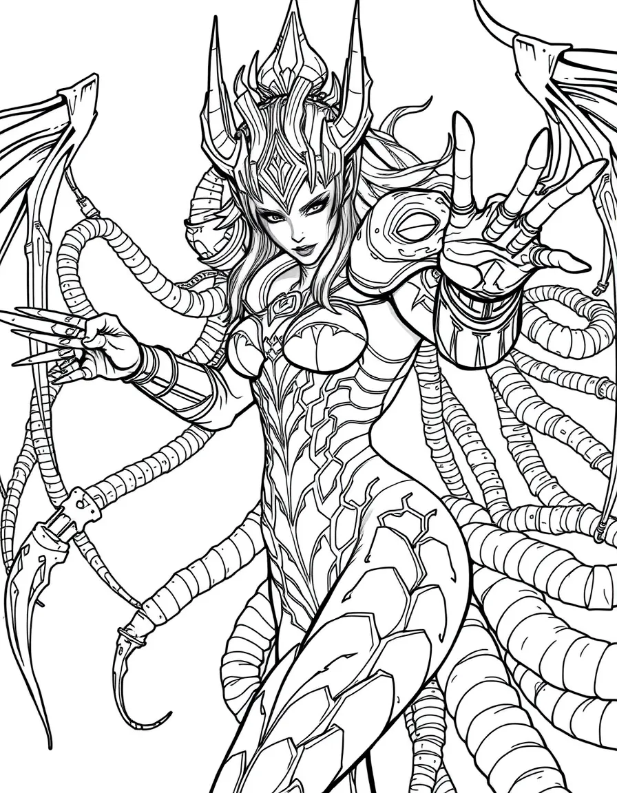 Kerrigan the Queen of Blades from StarCraft commanding her swarm