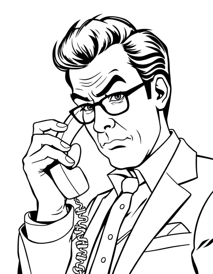 Maxwell Smart using his shoe phone with serious expression