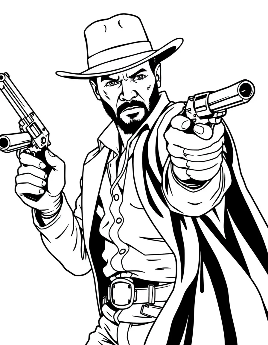 Django from Django Unchained with his guns drawn