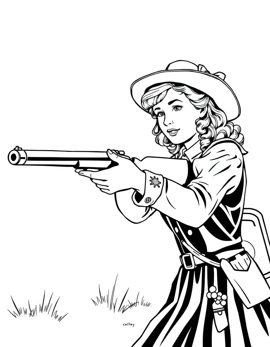 Annie Oakley performing her sharpshooting tricks