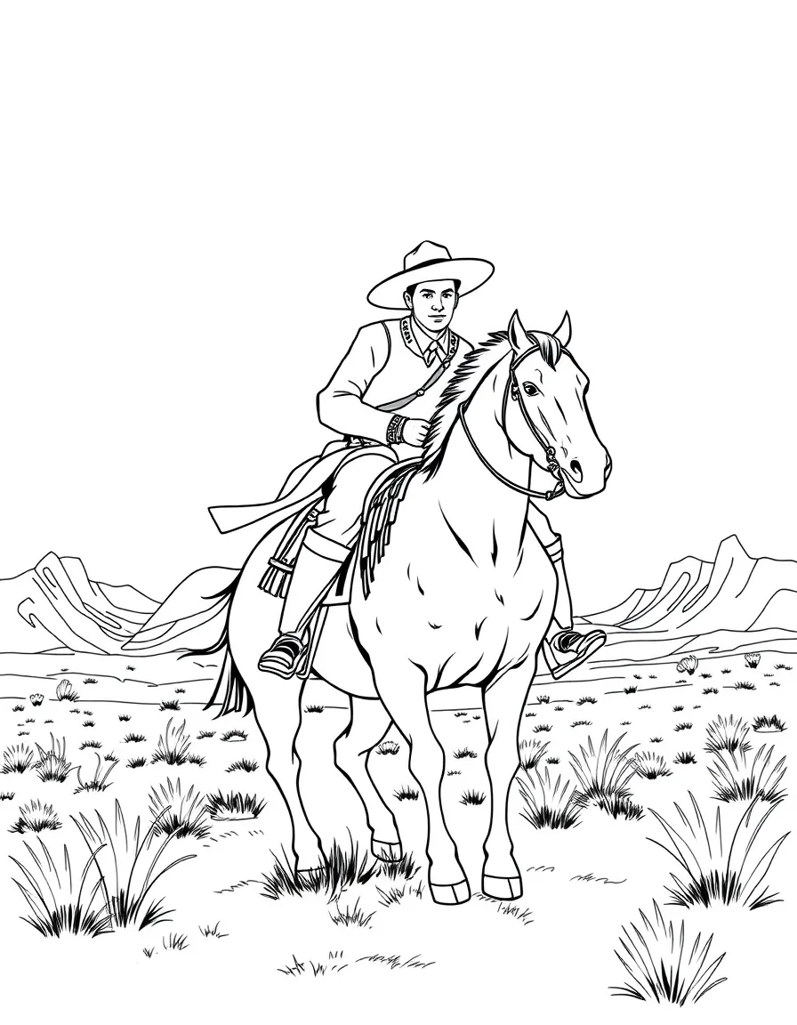 The Lone Ranger and Tonto riding across the plains