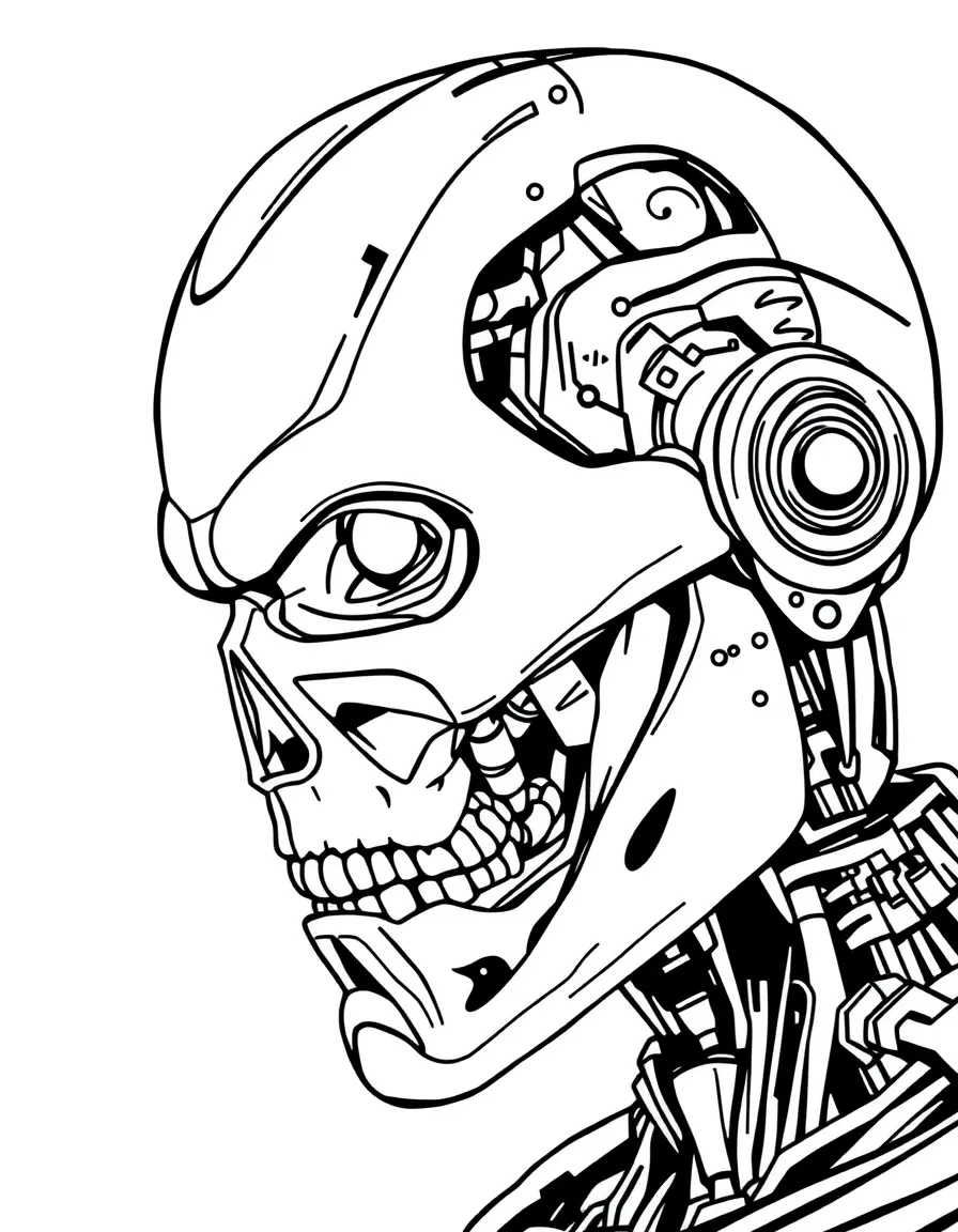 Terminator with half his face revealing the endoskeleton