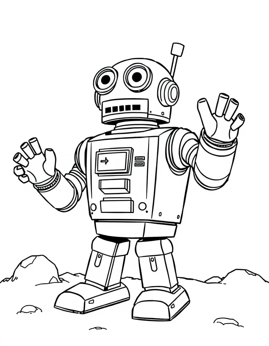 B-9 from Lost in Space with his arms waving "Danger!"