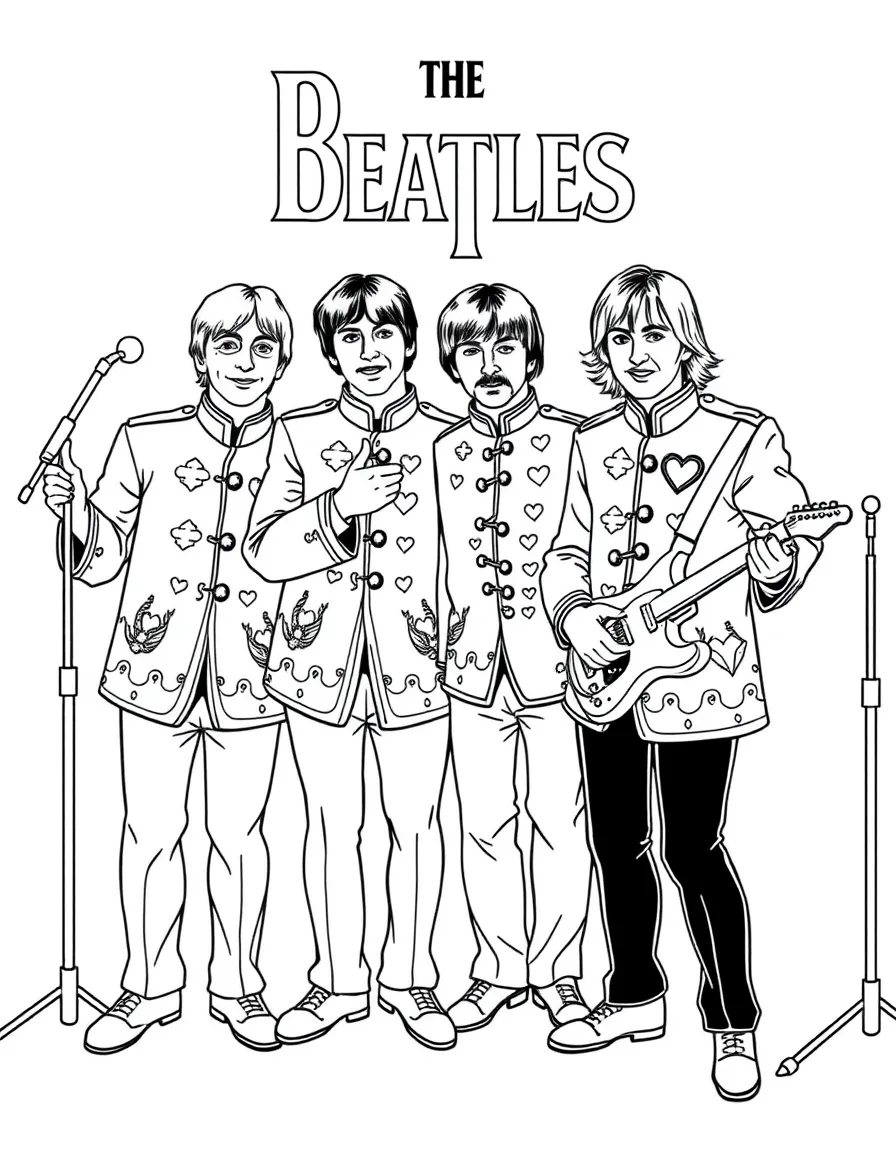 The Beatles in their Sgt. Pepper's Lonely Hearts Club Band outfits