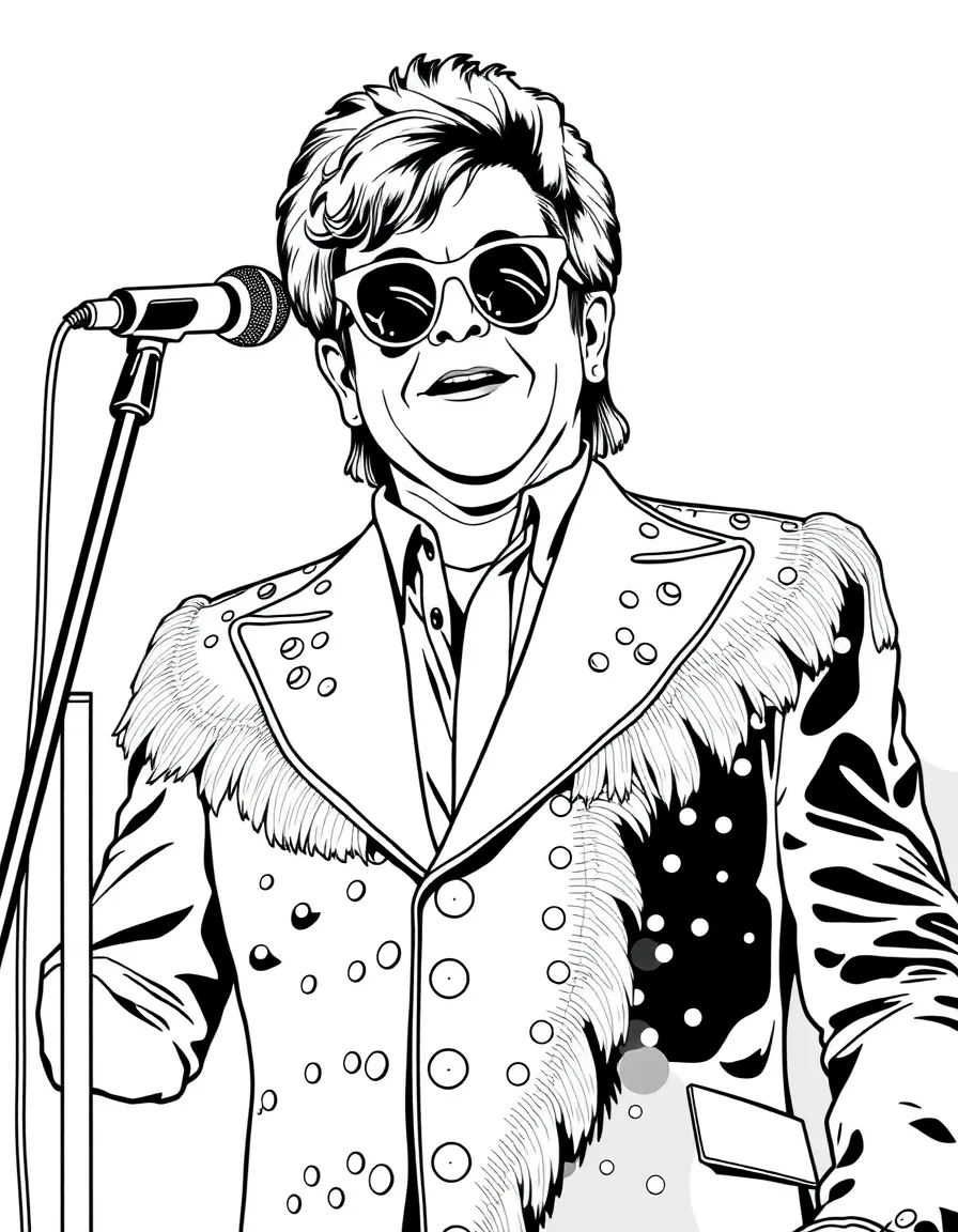 Elton John in his most flamboyant 70s concert outfit