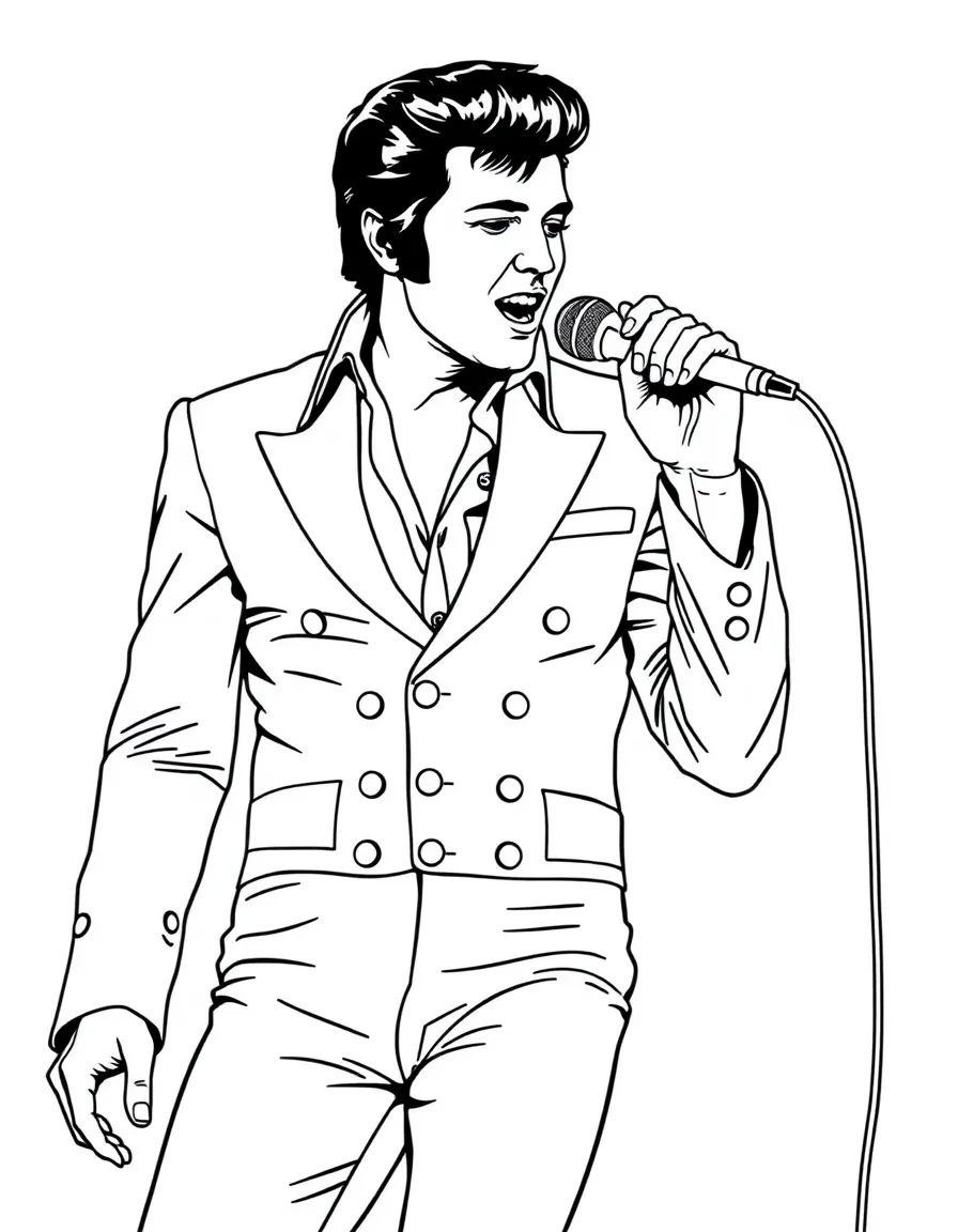 Elvis Presley in his white jumpsuit with microphone
