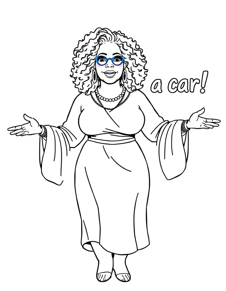 Oprah Winfrey with arms outstretched saying "You get a car!"