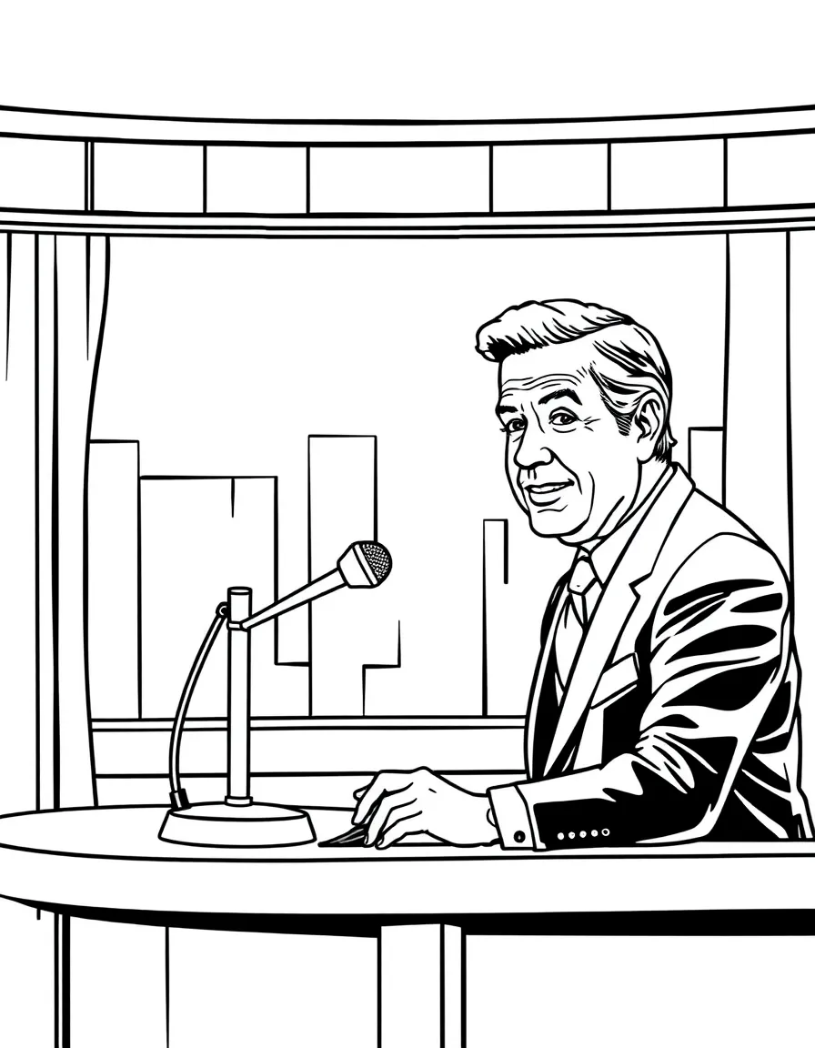 Johnny Carson behind his Tonight Show desk with microphone