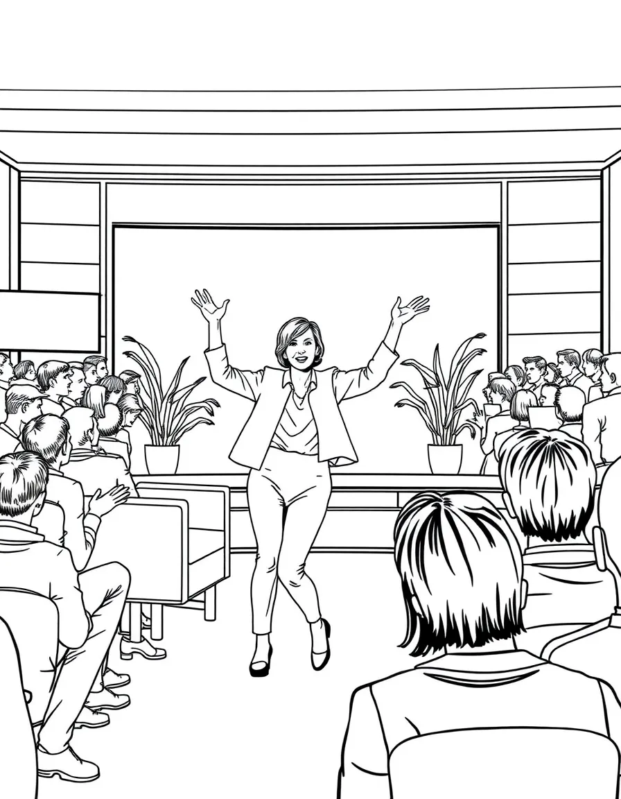 Ellen DeGeneres dancing through her studio audience