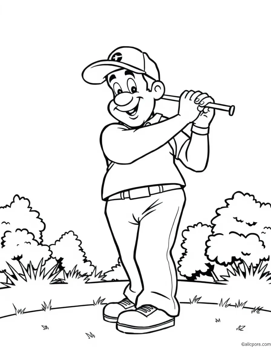 Happy Gilmore in his unorthodox golf swing