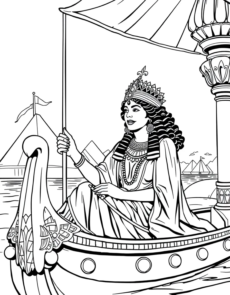 Cleopatra (Elizabeth Taylor) on her royal Egyptian barge