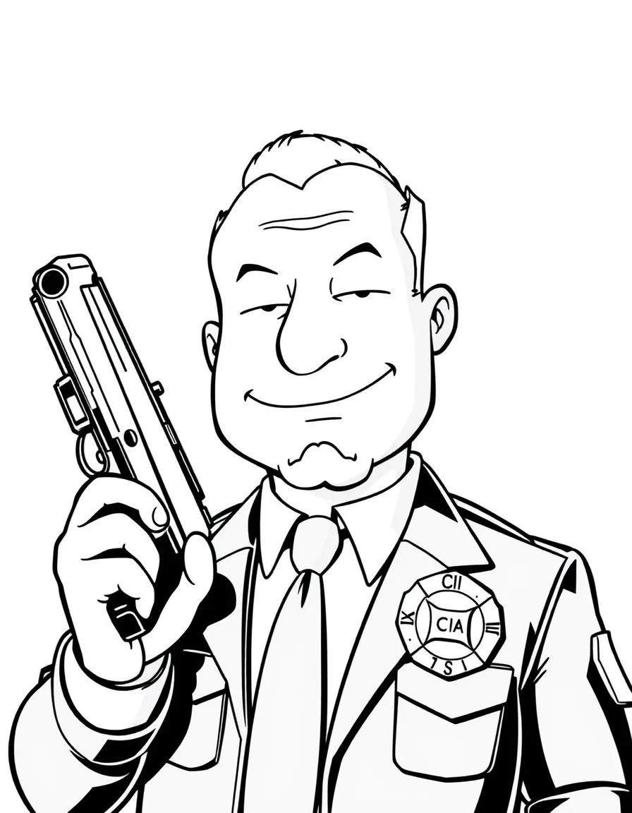 Stan Smith from American Dad with his CIA badge and gun