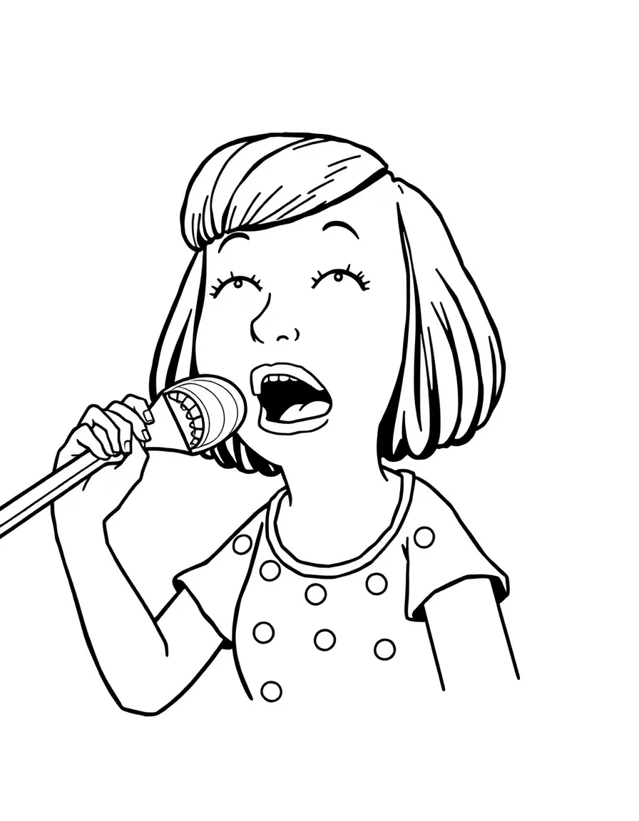 Linda Belcher from Bob's Burgers singing into a spatula