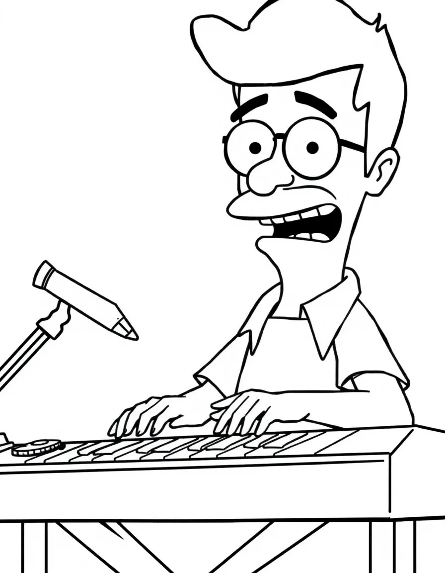 Gene Belcher from Bob's Burgers with his keyboard making sound effects