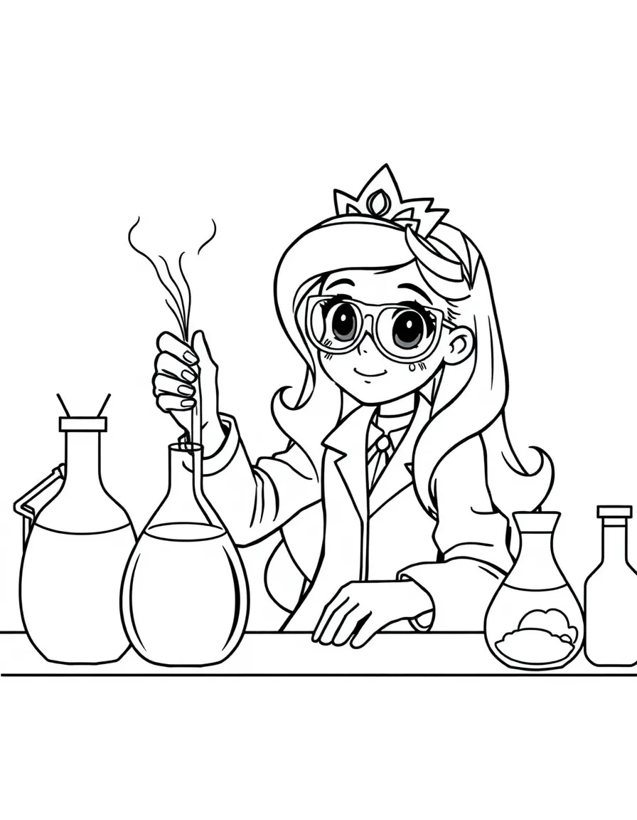 Princess Bubblegum conducting a science experiment