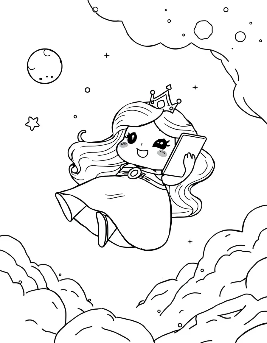 Lumpy Space Princess floating dramatically with phone