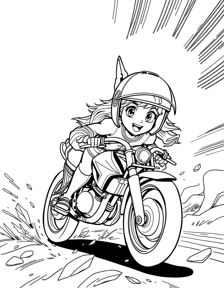 Jasper charging forward with her crash helmet