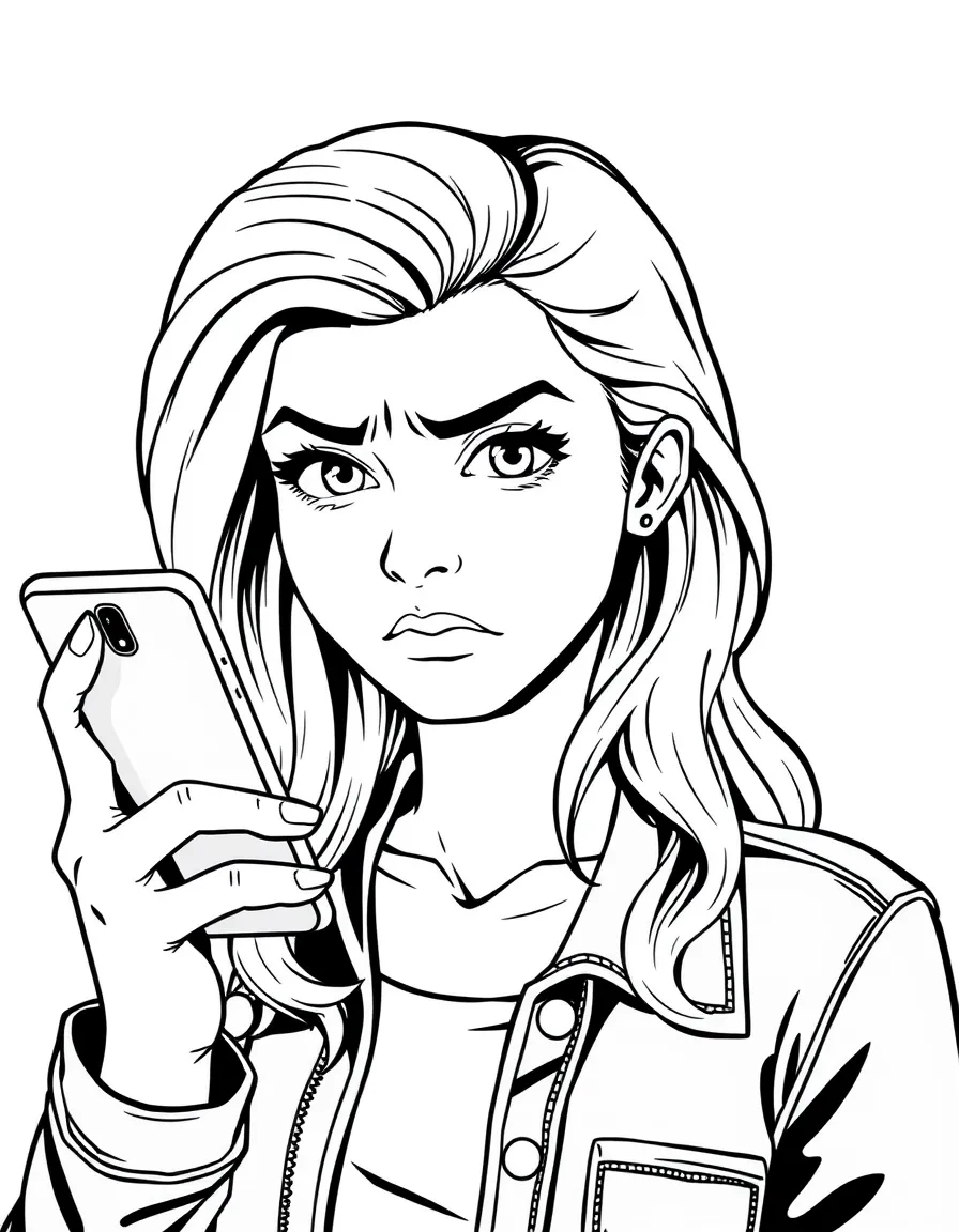 Summer Smith with her phone and annoyed expression
