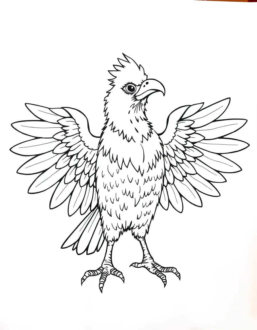 Birdperson with his wings spread in a stoic pose