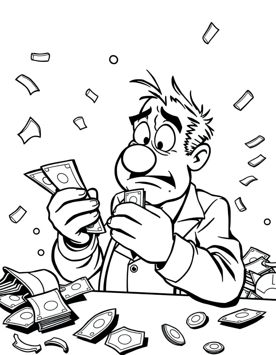 Cyril Figgis nervously counting money